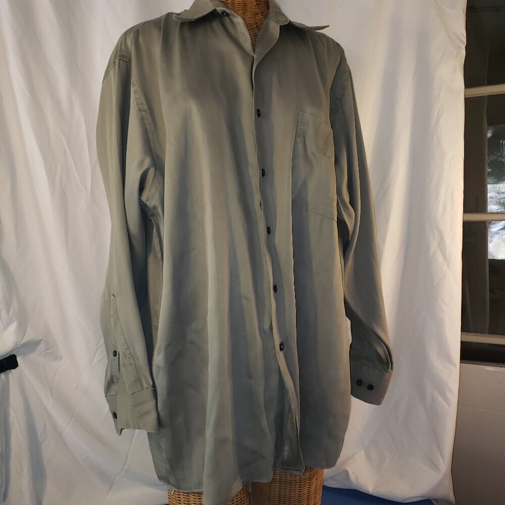Geoffrey Beene Men's Long Sleeve Dress Shirt in Gray Sateen - XL (17.5 32/33)